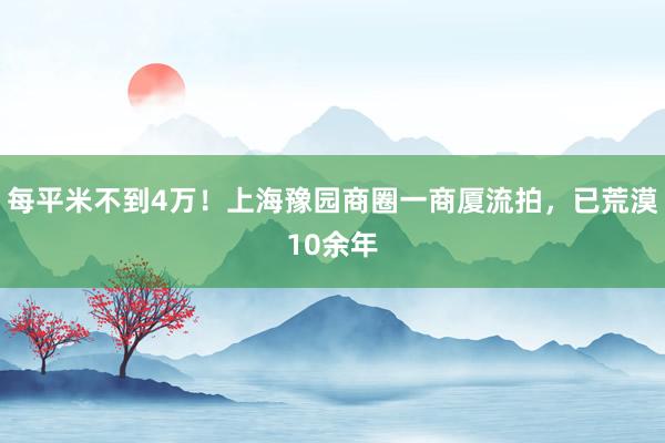 每平米不到4万！上海豫园商圈一商厦流拍，已荒漠10余年