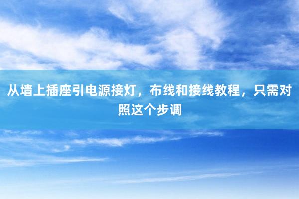 从墙上插座引电源接灯，布线和接线教程，只需对照这个步调