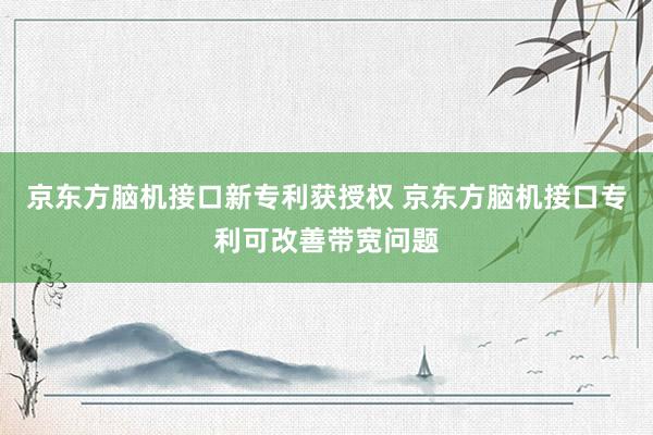 京东方脑机接口新专利获授权 京东方脑机接口专利可改善带宽问题